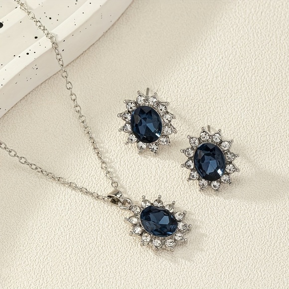 Jewelry - Exquisite Sparkling Flower Jewelry Set, Adorned with Multi-Color Gemston…